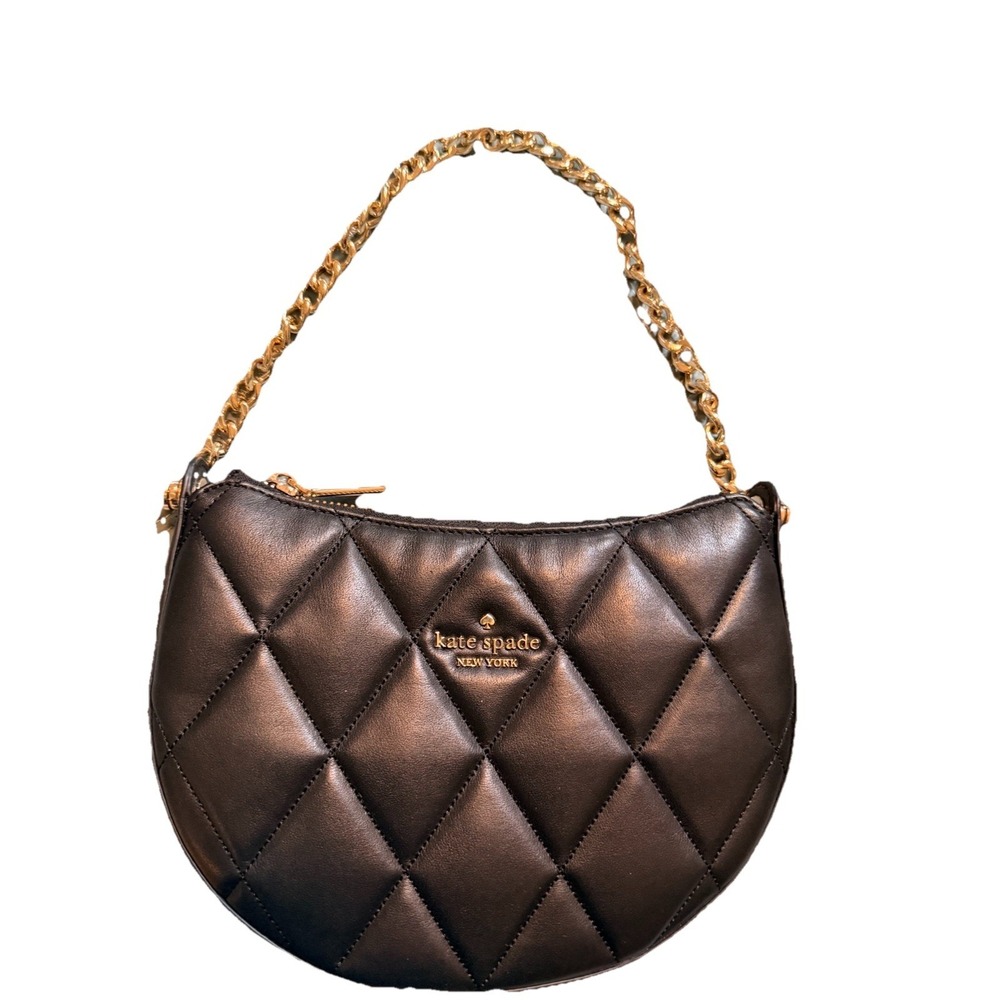 Kate Spade Carey Small Black Quilted Leather Zip Top  Bag
